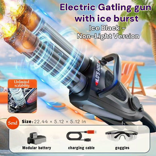 Double-barrel 360-degree rotating Gatling flash water gun, electric continuous fire, high-pressure powerful water play toy gun gift